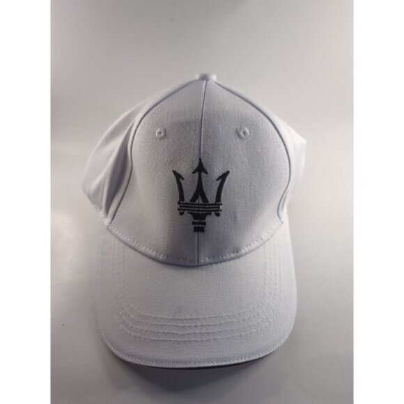 White Maserati Racing Logo Print Cap Baseball Hat for Unisex Adults - Picture 1 of 4